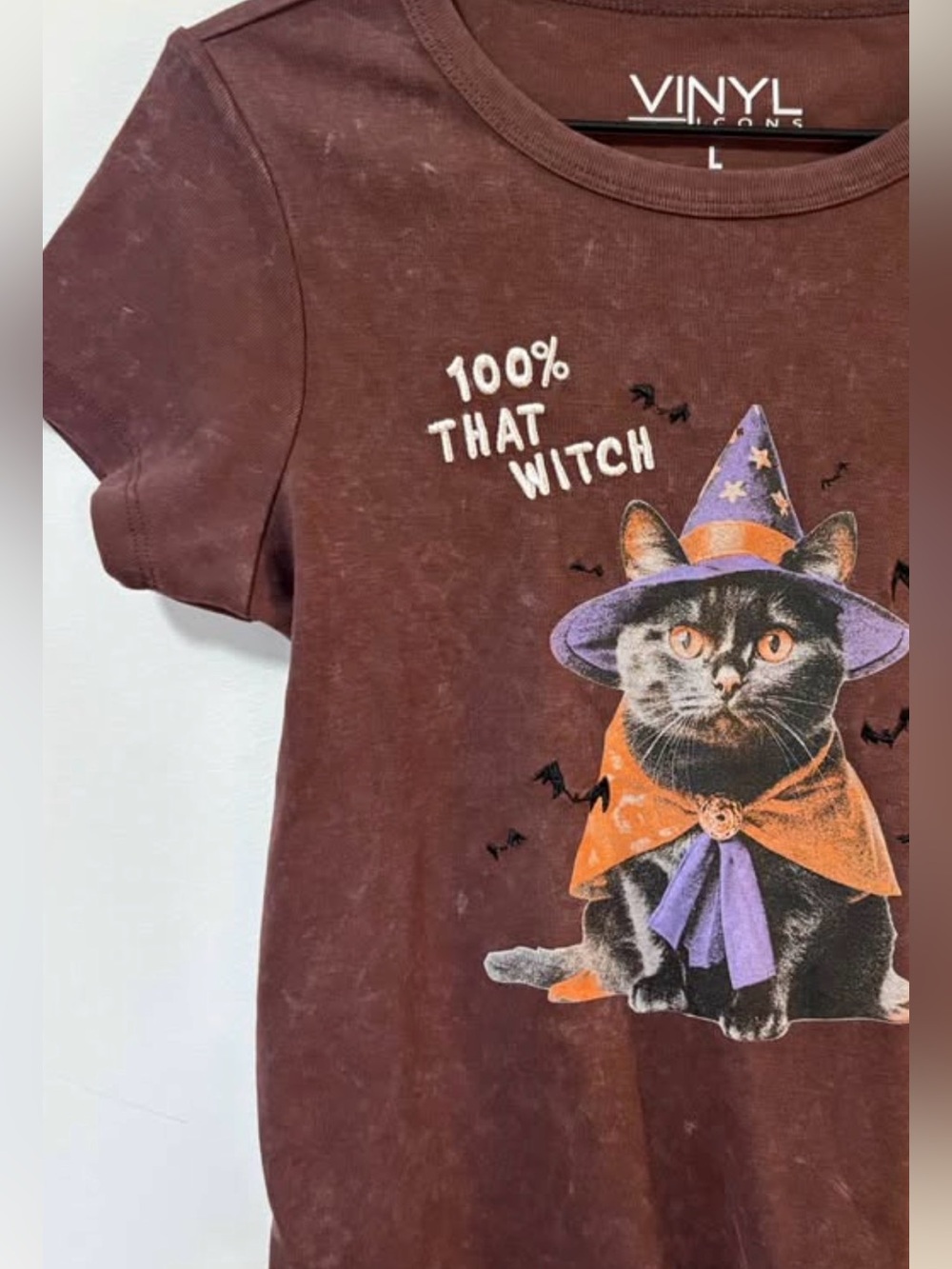 🐈‍⬛🧙‍♀️🎃 Halloween Graphic T-Shirt Cat 100% that witch brown size Large